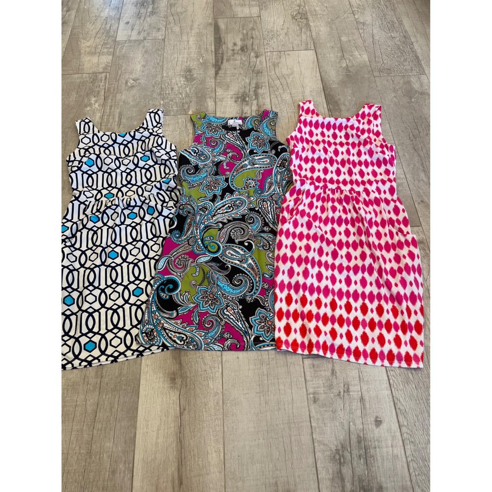 Jude Connally Womens XS Dress Bundle Set of 3 Paisley Geometric Ikat Stretch